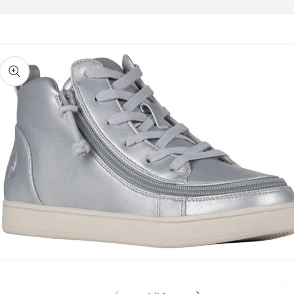 Silver Grey Metallic BILLY Sneaker Lace Mid Tops